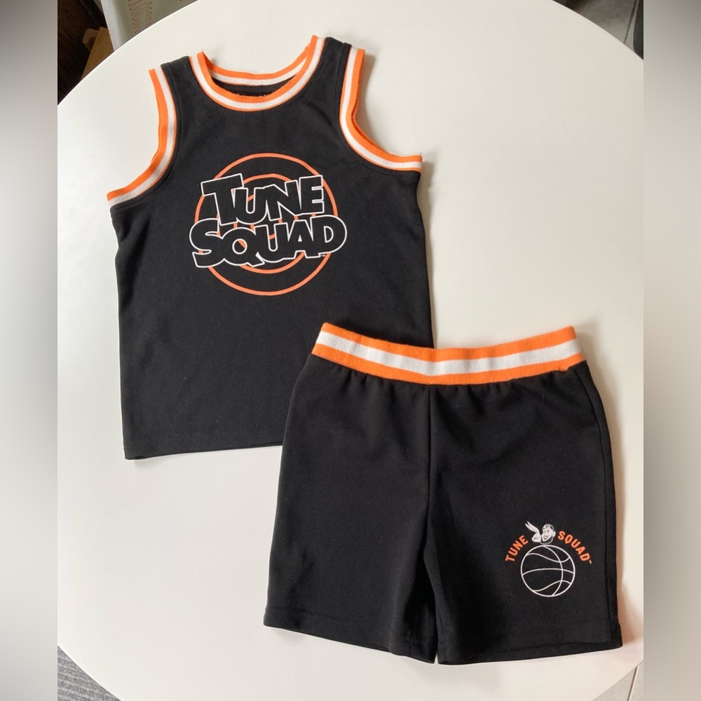 Space Jam a New Legacy Black and Orange Tune Squad Tank and Shorts Set Size 4T